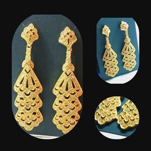 Vintage Crystal Goldtone Pierced Evening Glamour Earrings circa 1950-60